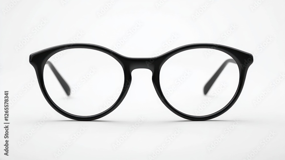 Fototapeta premium Round black eyeglasses on white background