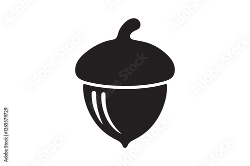 Acorn nut icon silhouette on white background. (4)