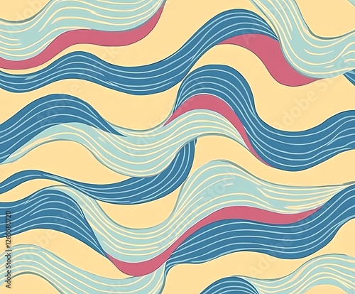 Retro-inspired background with vibrant colors and seamless wavy dynamic patterns.
