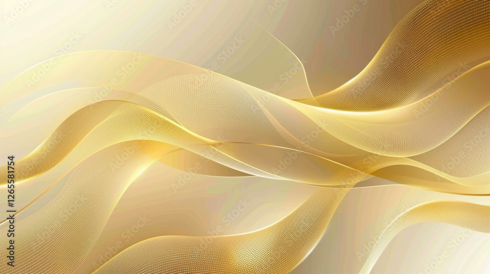 Obraz premium Elegant golden waves create smooth, flowing abstract background, perfect for design projects. soft gradients and light reflections evoke sense of luxury and sophistication