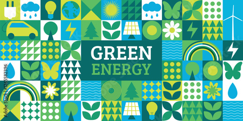 Green energy. Geometric pattern,background.