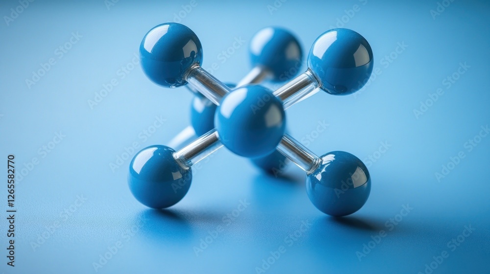 Blue molecule model connection science background Blue molecule model connection science background