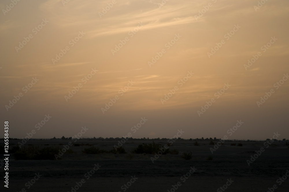 Sudan sunset in the Nubian desert on a cloudy spring day Sudan sunset in the Nubian desert on a cloudy spring day