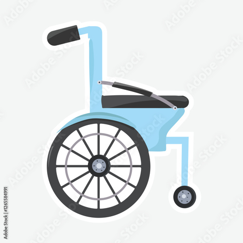Blue Wheelchair Vector Sticker - Accessibility Icon. Vector illustration of a blue wheelchair. Perfect for accessibility, healthcare, and inclusivity-themed designs