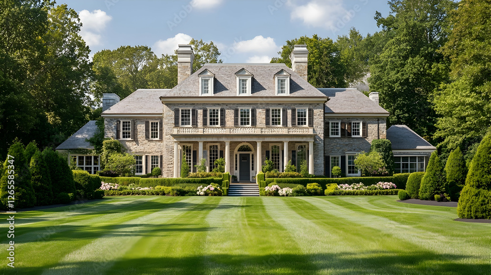 Fototapeta premium Maryland Colonial Manor with Historic Gardens, Traditional American Estate