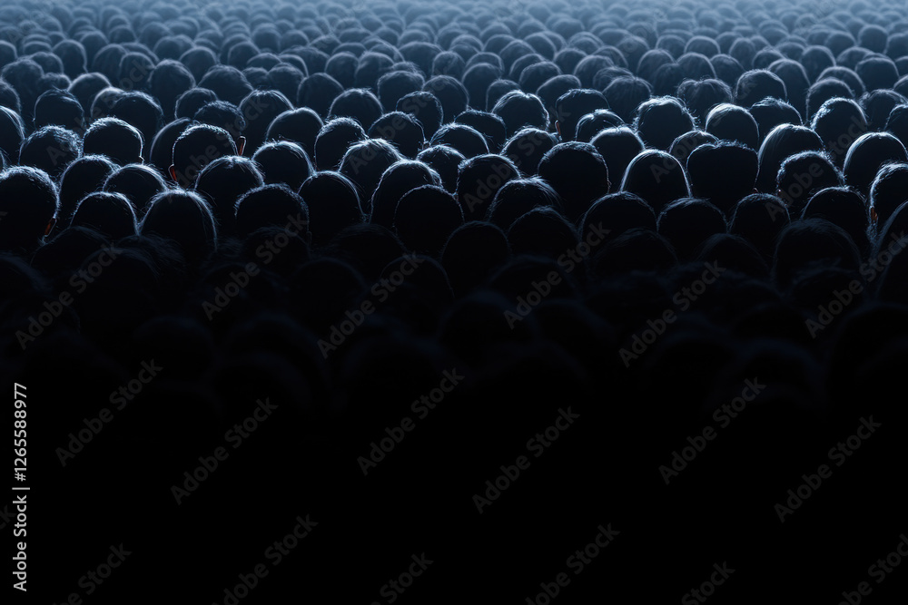 Obraz premium A crowd of people are standing in a dark room