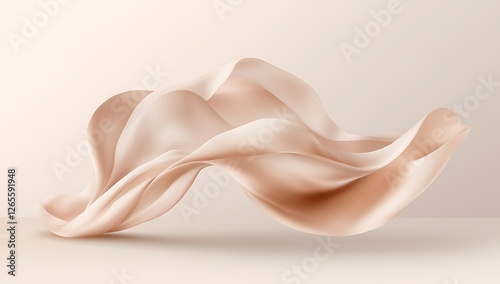 Minimalist Abstract beige background with flowing fabric shapes