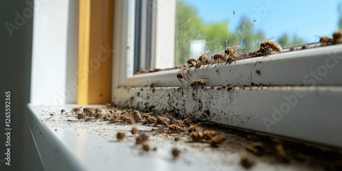 Mold accumulates on a window sill in an apartment, highlighting cleanliness issues and potential health risks in indoor environments