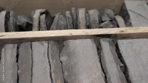 Ancient geological samples securely stored in protective wooden cases for preservation