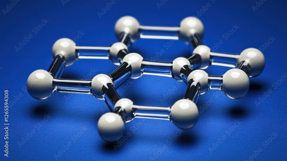 Obraz premium Glass Molecule Model on Blue Background