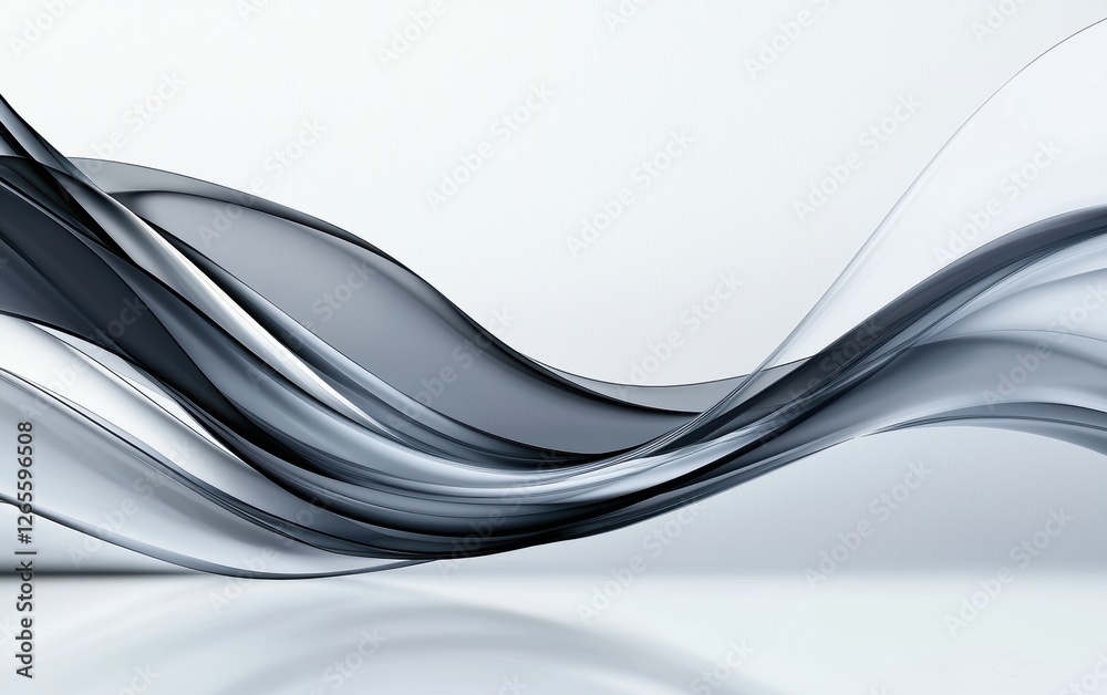 Obraz premium Neutral white-gray gradient background, soft smooth floor reflection, minimal studio setting, elegant and futuristic space for digital designs