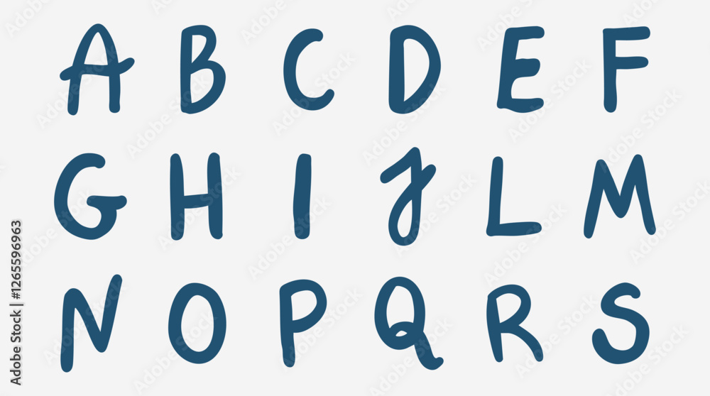 hand drawn line doodle alphabet letter set. Vector illustration