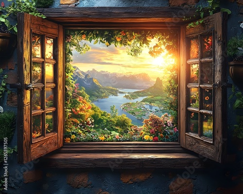 Classroom Window Reveals Diverse Global Landscapes Symbolizing Educational Perspectives