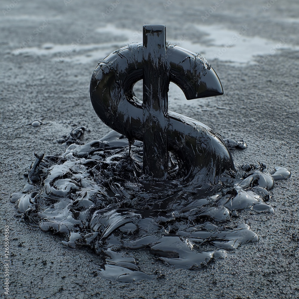 Fototapeta premium ollar symbol made from oil on the oil mine background
