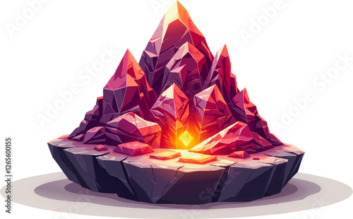 an illustration of a fire in the shape of a triangle with a flame coming out of it