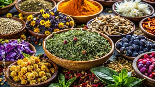 Assorted Dried Herbs & Tea Leaves - High-Resolution Stock Photo