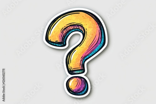 This eye-catching question mark illustration employs bold hues and intricate details, inviting viewers to ponder profound ideas and explore the essence of inquiry and curiosity.