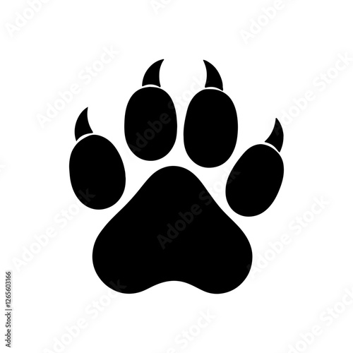 Принти на полотні Cougar footprint silhouette vector flat illustration design on white background