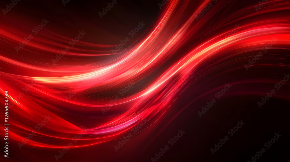 Glowing red abstract lines creating curved patterns on black. Glowing red abstract lines creating curved patterns on black.
