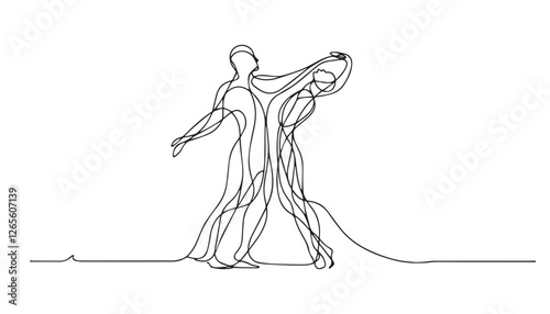 Continuous one single minimal line drawing people