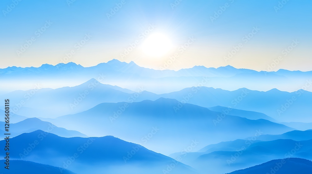 Fototapeta premium Serene Blue Mountains Under a Bright Sun