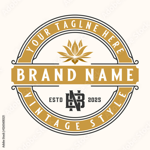 luxury Circle logo vintage. banner, stamp  vector design