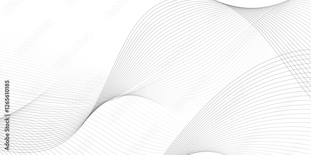 Fototapeta premium Gray and white wave background with flowing particles. Digital future technology concept. Vector illustration
