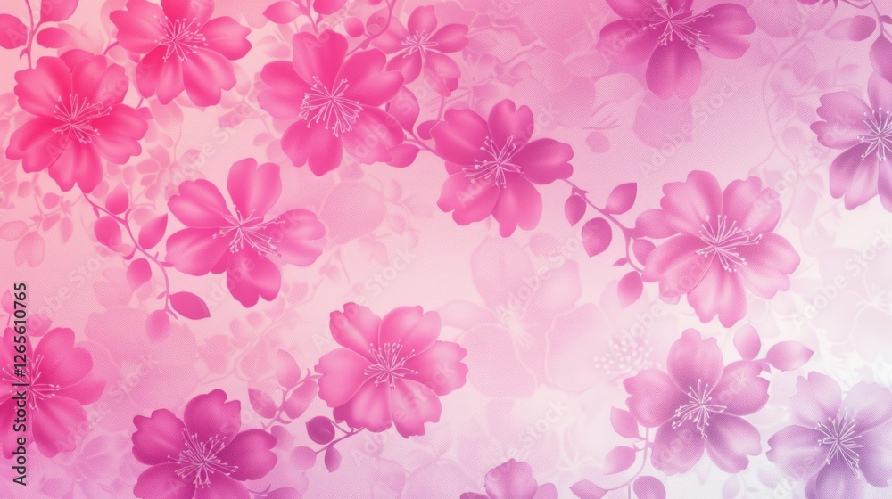 Fototapeta premium Pink Blossom Dream: A Delicate Floral Wallpaper