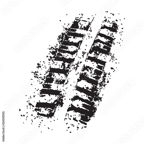 Grunge tire track drifting texture silhouette vector illustration