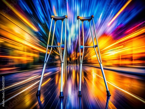 Black and White Crutches - Long Exposure Photography Stock Photo photo