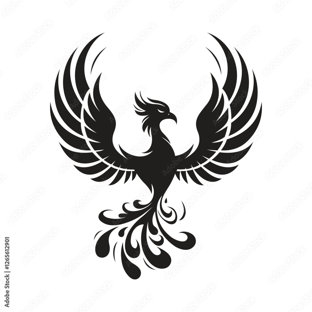 Fototapeta premium Majestic Phoenix Rising with Flame Wings Logo Design
