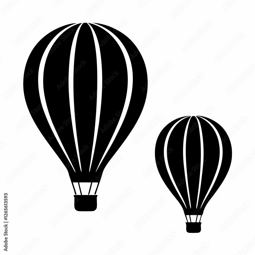 Fototapeta premium Minimalist Hot Air Balloon silhouette Vector logo icon Design.