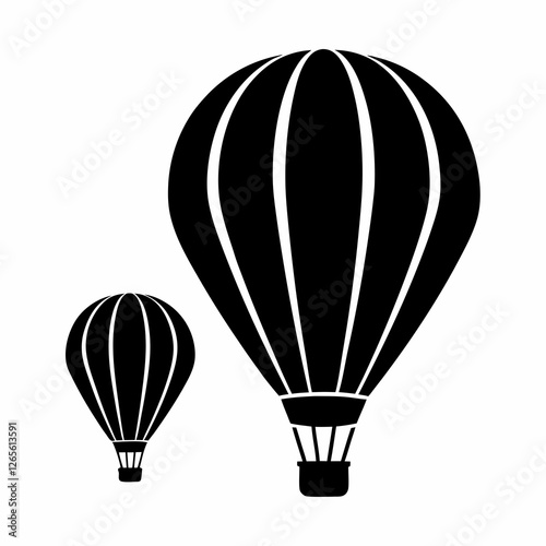 Minimalist Hot Air Balloon silhouette Vector logo icon Design.