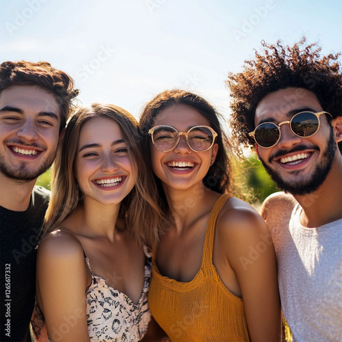 group of happy friends