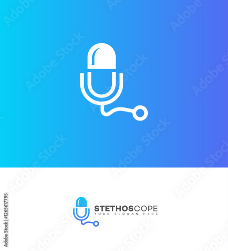 Medical Podcast Stethoscope Microphone Logo Design Branding Identity