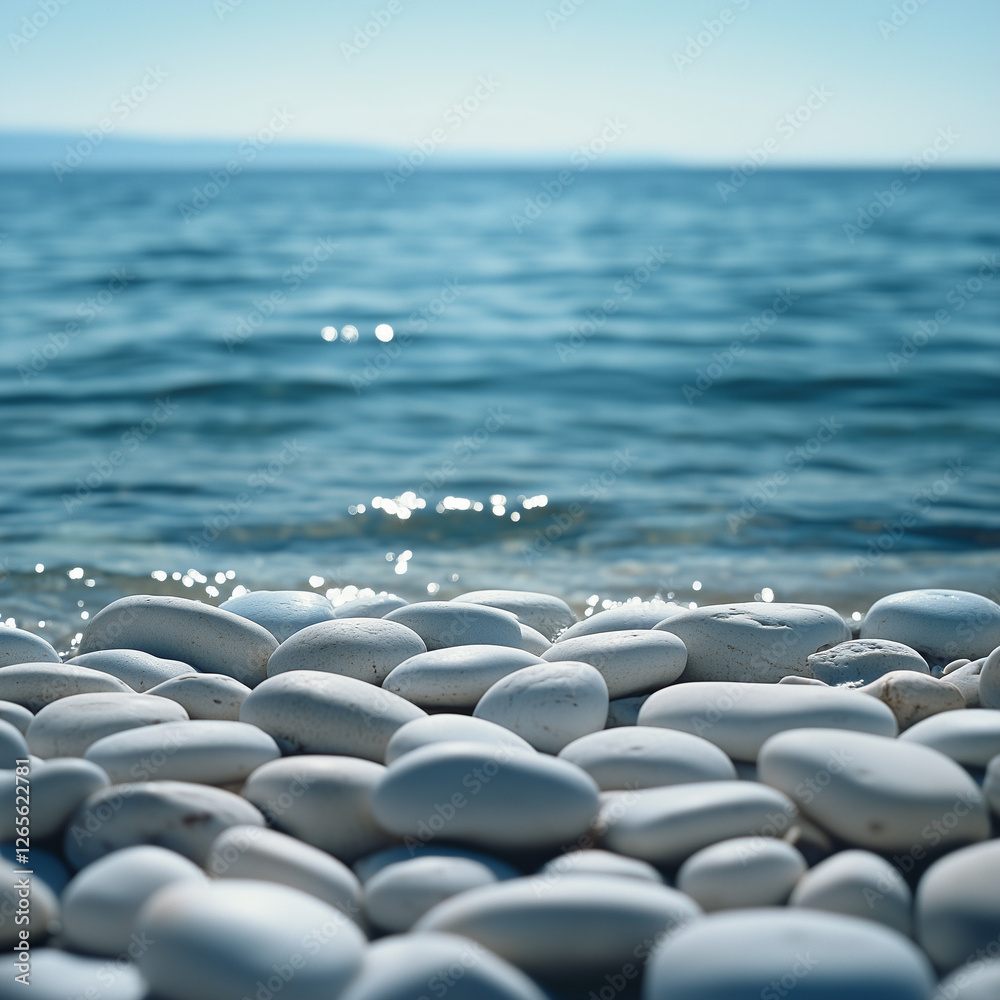 Obraz premium Serenity by the Sea: Pebbles on the Shoreline, stones on the beach