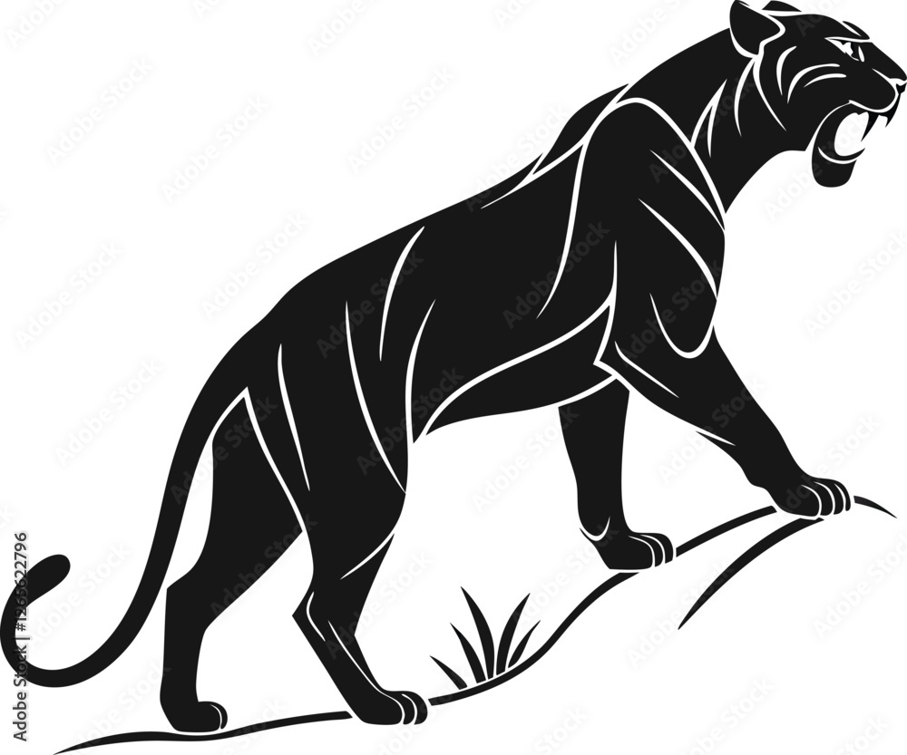 Obraz premium Tiger silhouette, Tiger vector, Tiger icon