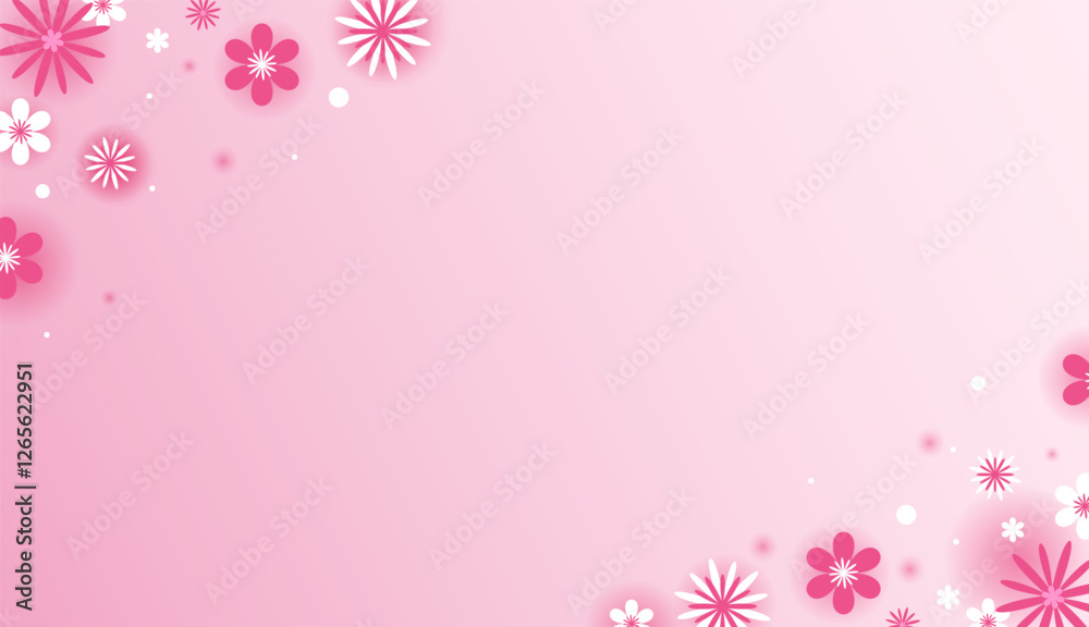 Fototapeta premium Delicate Pink Background with Abstract Flowers and Space for Text creating a gentle and elegant design. Vector illustration, perfect for invitations, banner, web, greeting cards, and seasonal designs