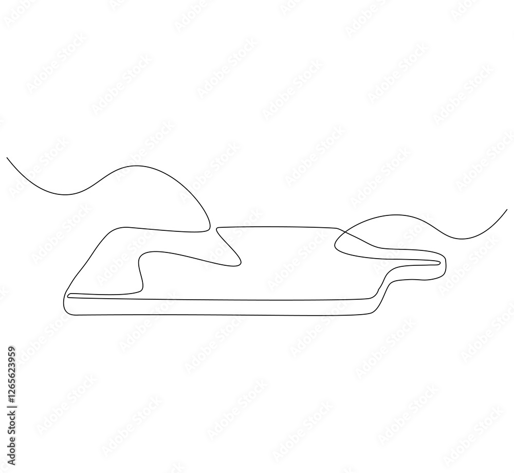 Obraz premium Cutting board kitchen continuous line. Continuous one line drawing cutting board. Cutting board, equipment concept. Single line drawing