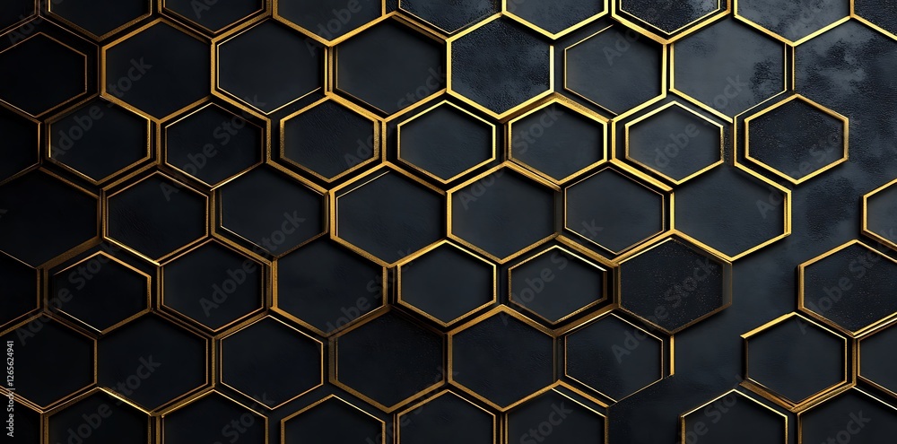 Modern minimalist abstract Black background with golden hexagons for luxury branding, featuring clean lines Modern minimalist abstract Black background with golden hexagons for luxury branding, featuring clean lines