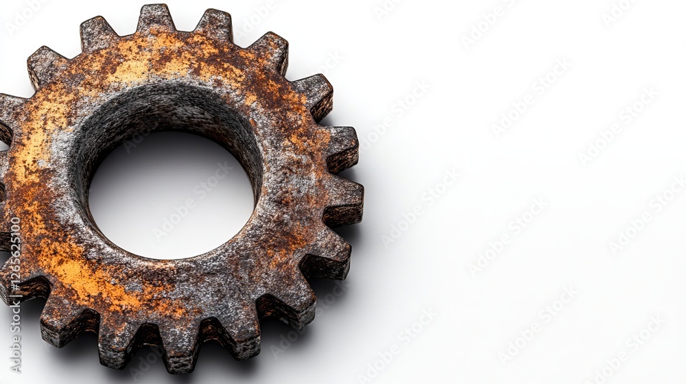 Rusty Gears on a Bright White Background Evoking a Sense of Industrial Decay and Timeworn Charm Highlighting the Beauty of Aging Machinery and the Passage of Time in a Unique Composition Rusty Gears on a Bright White Background Evoking a Sense of Industrial Decay and Timeworn Charm Highlighting the Beauty of Aging Machinery and the Passage of Time in a Unique Composition