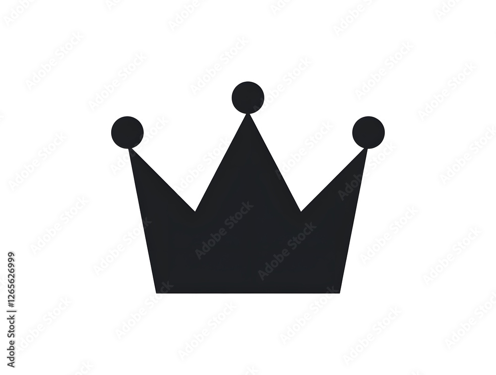 Simple black crown icon with five points on a transparent background, perfect for royalty or leadership concepts in design projects Simple black crown icon with five points on a transparent background, perfect for royalty or leadership concepts in design projects