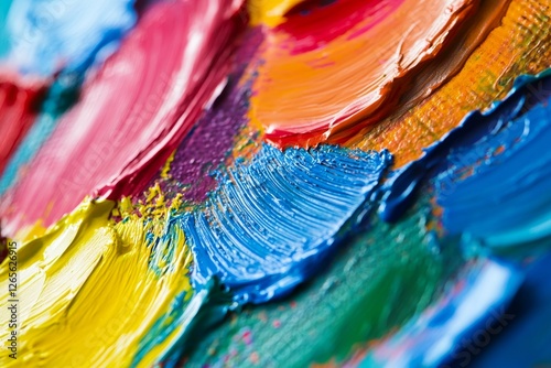 Vibrant abstract oil painting with bold brushstrokes and rich color palette