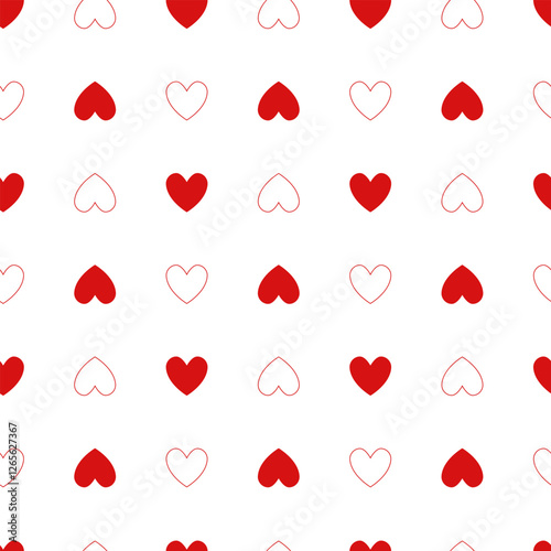Seamless vector pattern with red hearts for valentine's day