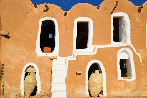 Ksar Ouled Debbab,governatorato di Tataouine, Tunisia, resti del tipico villaggio fortificato Berbero composto da granai e abitazioni costruiti all'interno di un muro di cinta difensivo.Tatoaine, Tuni photo