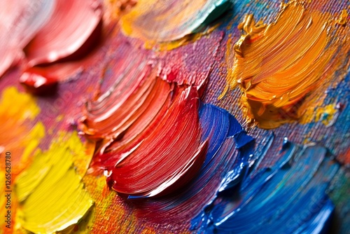 Vivid palette of colorful oil paint strokes on canvas