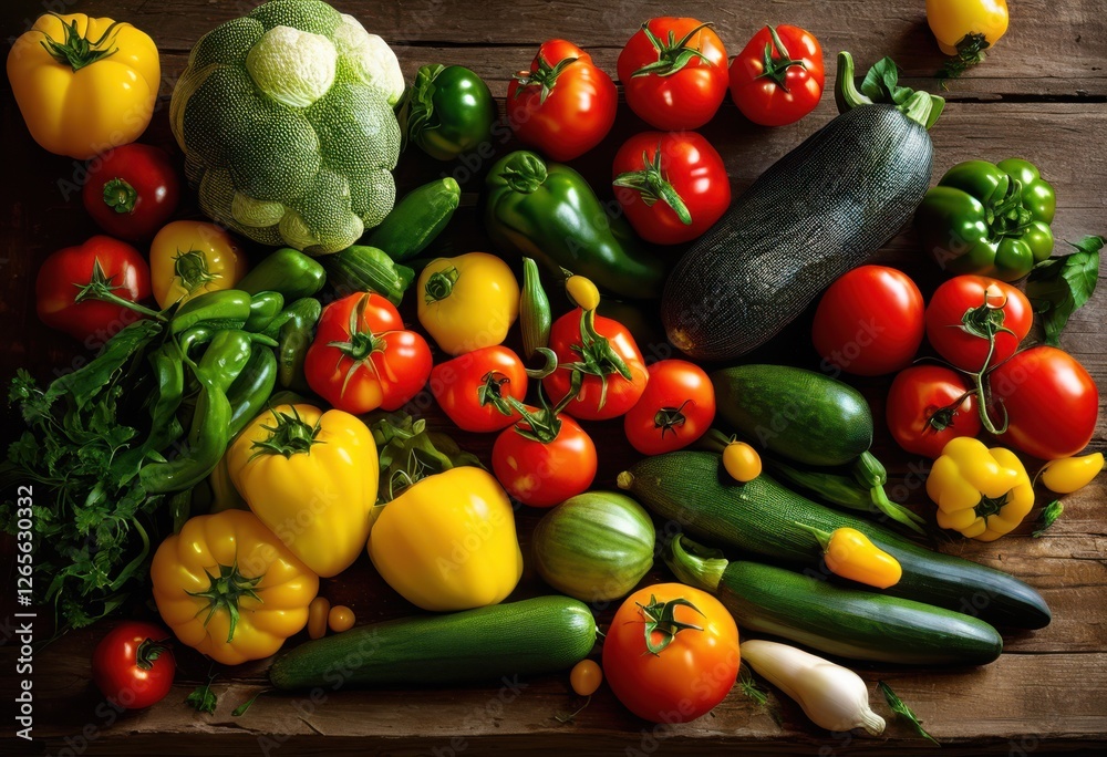 vibrant close display freshly harvested vegetables rustic textured wooden table captivating farm table vibe, organic, salad, produce, healthy, culinary vibrant close display freshly harvested vegetables rustic textured wooden table captivating farm table vibe, organic, salad, produce, healthy, culinary