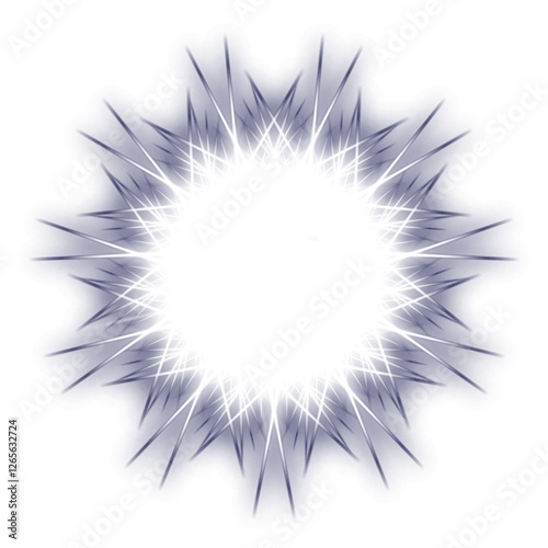 Abstract Glowing Starburst Element with Sharp Symmetrical Light Spikes for Modern Design Projects. Illustration