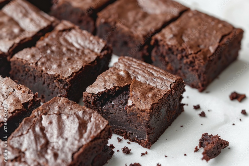 Decadent chocolate brownies on white plate. Neural network AI generated Decadent chocolate brownies on white plate. Neural network AI generated