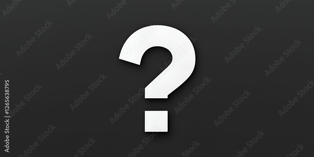 Question mark symbol minimal concept. Symbolic question mark on a dark background, representing curiosity and uncertainty. Question mark symbol minimal concept. Symbolic question mark on a dark background, representing curiosity and uncertainty.